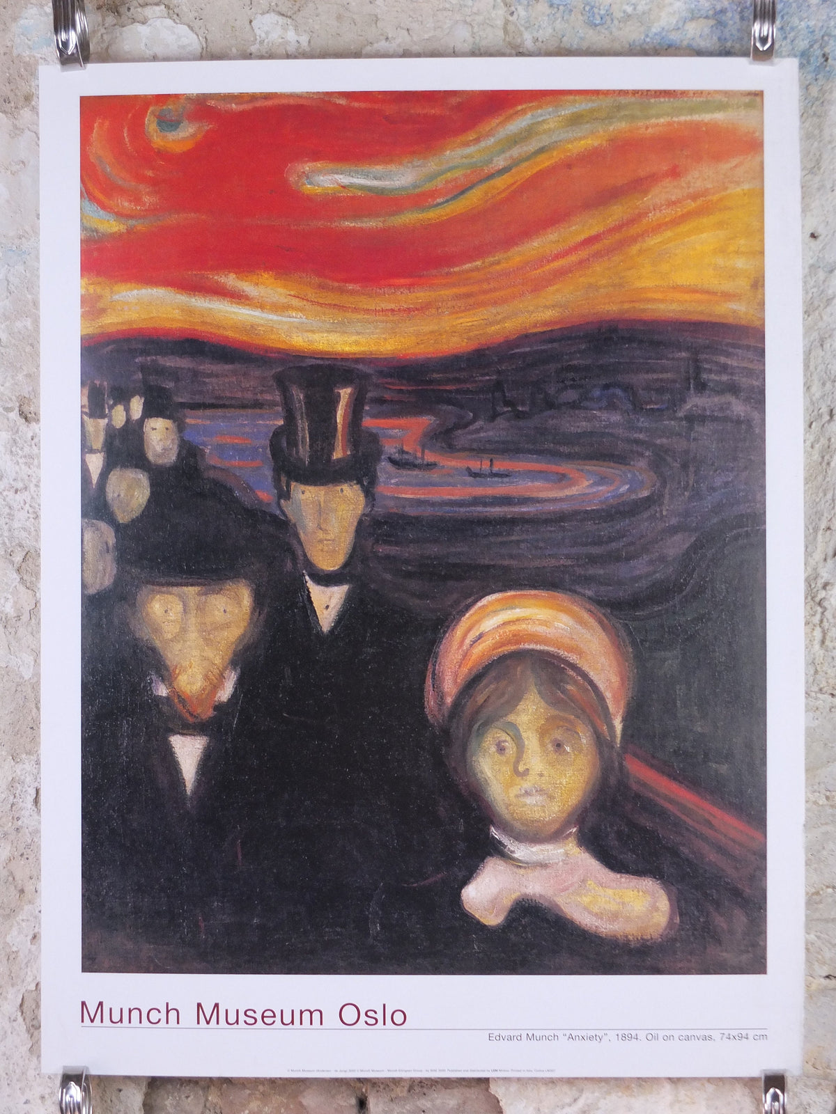 2000 Edvard Munch Poster, Anxiety 1894, Munch Museet, Norway, Expressionism, Symbolism, gallery exhibition, wall art decor