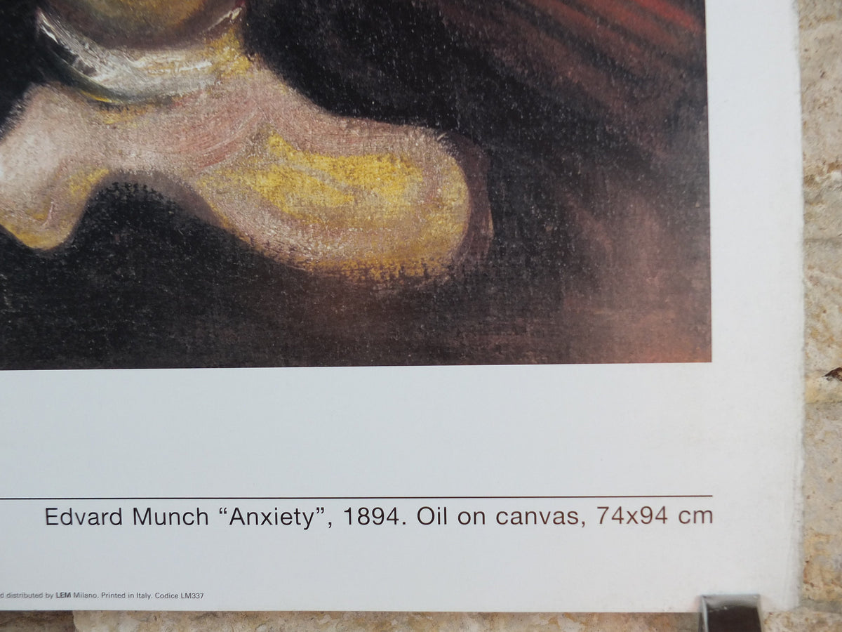 2000 Edvard Munch Poster, Anxiety 1894, Munch Museet, Norway, Expressionism, Symbolism, gallery exhibition, wall art decor