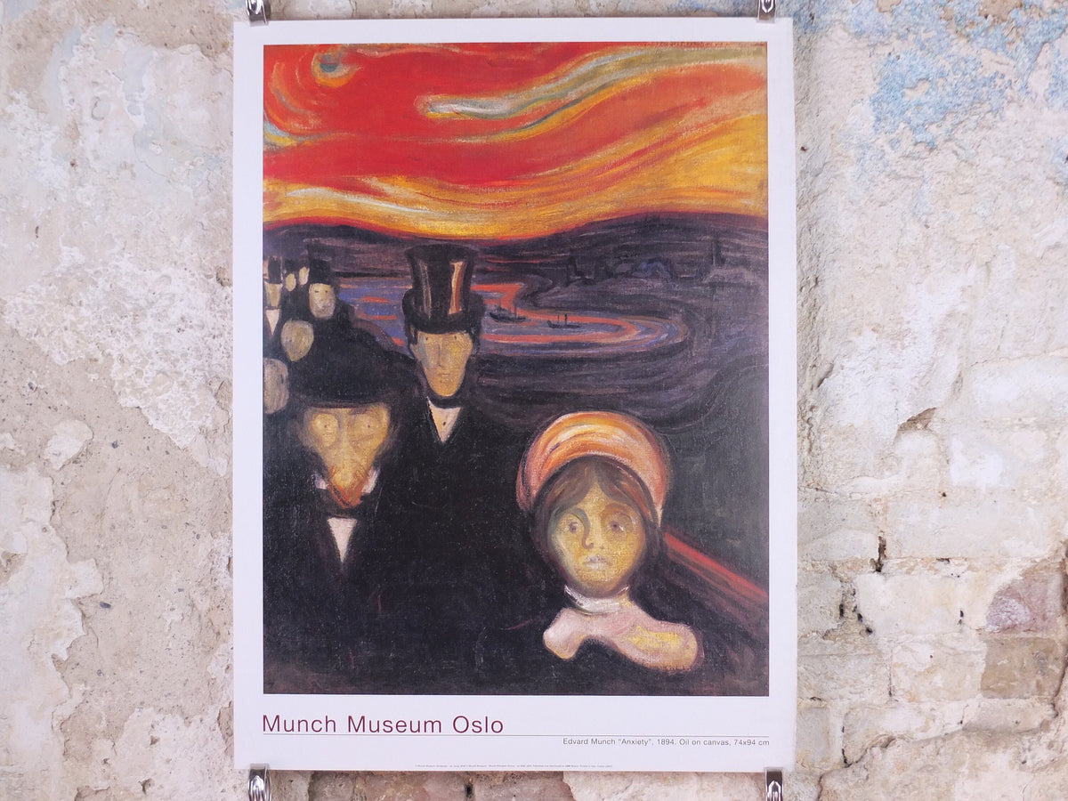 2000 Edvard Munch Poster, Anxiety 1894, Munch Museet, Norway, Expressionism, Symbolism, gallery exhibition, wall art decor