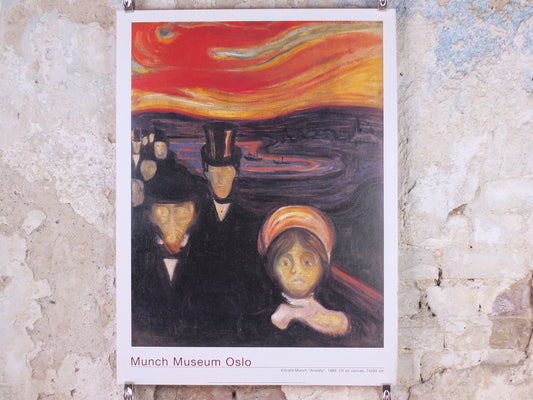 2000 Edvard Munch Poster, Anxiety 1894, Munch Museet, Norway, Expressionism, Symbolism, gallery exhibition, wall art decor