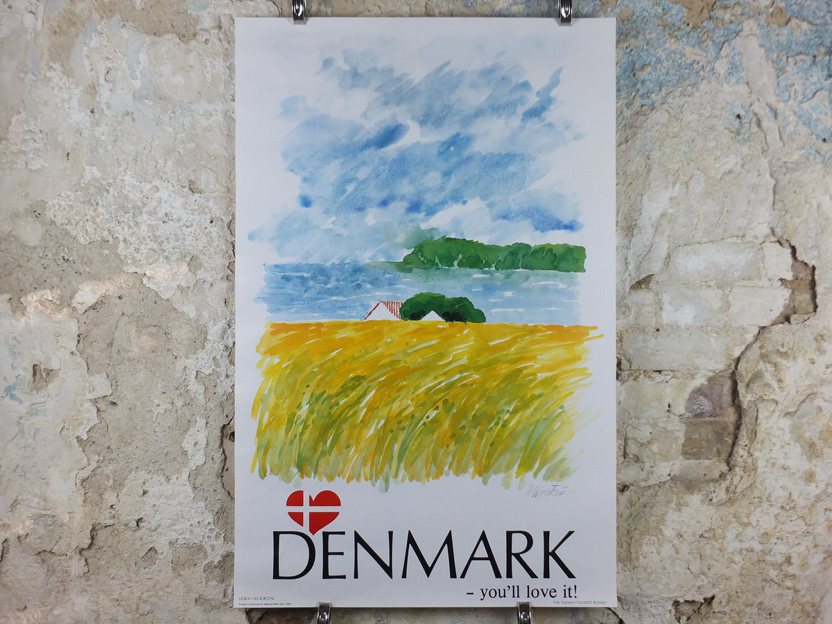 1970s Denmark Travel Poster, Denmark - You'll Love It, painting of Danish seascape, Danish Tourist Board, Travel tourism, wall art decor