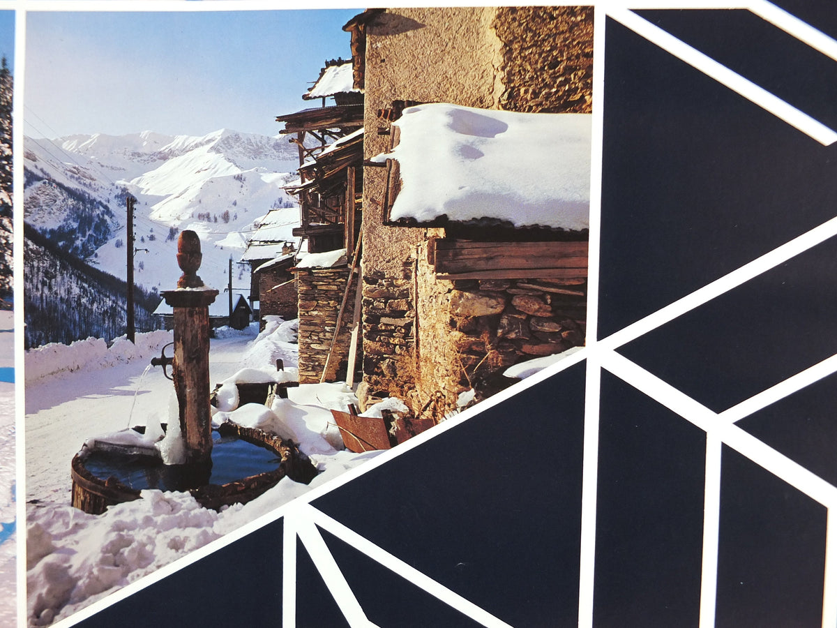 1970s Haute Alpes Ski Poster, Provence Alpes Cote d'Azur, Snow, France, mountain tourism ski vacation wall art decor
