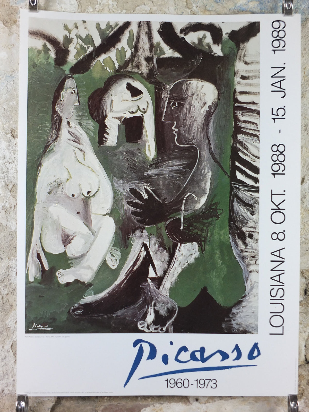 1988 Pablo Picasso Poster, Lunch on the Grass 1961, Louisiana Copenhagen, Le déjeuner sur l'herbe, artist gallery exhibition, wall art decor