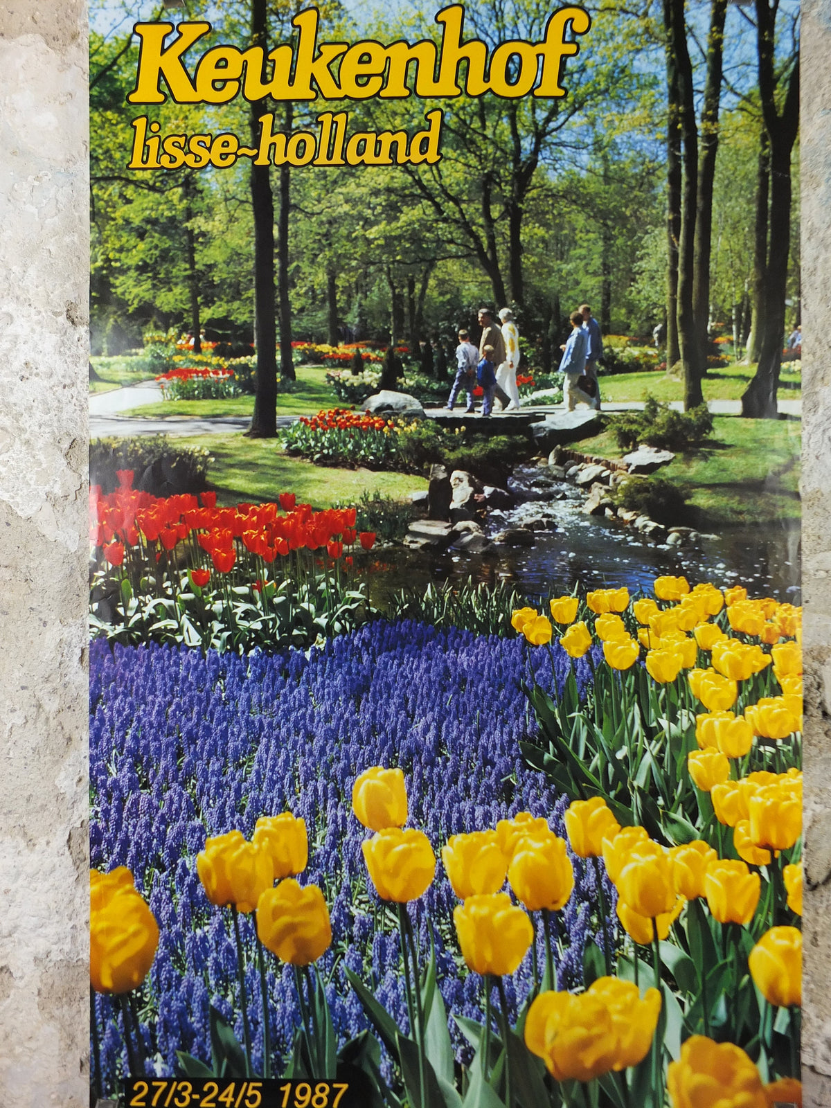 1987 Dutch Tulips Keukenhof Poster, Lisse Holland, The Netherlands, tulip gardens, flower fields and bulbs, wall art decor