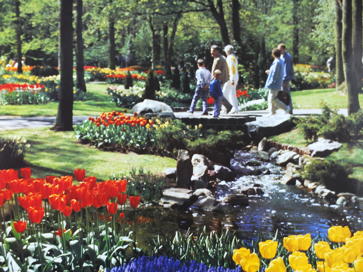 1987 Dutch Tulips Keukenhof Poster, Lisse Holland, The Netherlands, tulip gardens, flower fields and bulbs, wall art decor