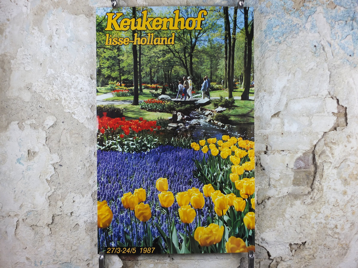 1987 Dutch Tulips Keukenhof Poster, Lisse Holland, The Netherlands, tulip gardens, flower fields and bulbs, wall art decor