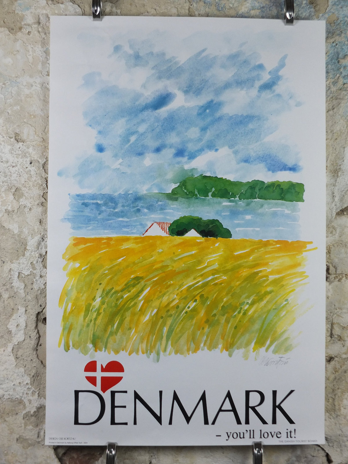 1970s Denmark Travel Poster, Denmark - You'll Love It, painting of Danish seascape, Danish Tourist Board, Travel tourism, wall art decor
