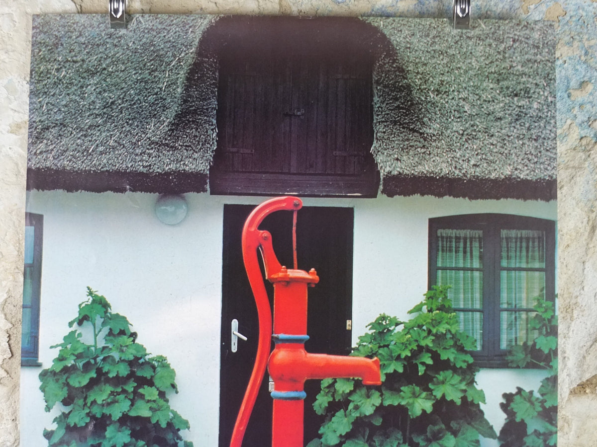 1970s Denmark Travel Poster, Denmark - You'll Love It, old fashioned red water pump, Danish Tourist Board, Travel tourism, wall art decor
