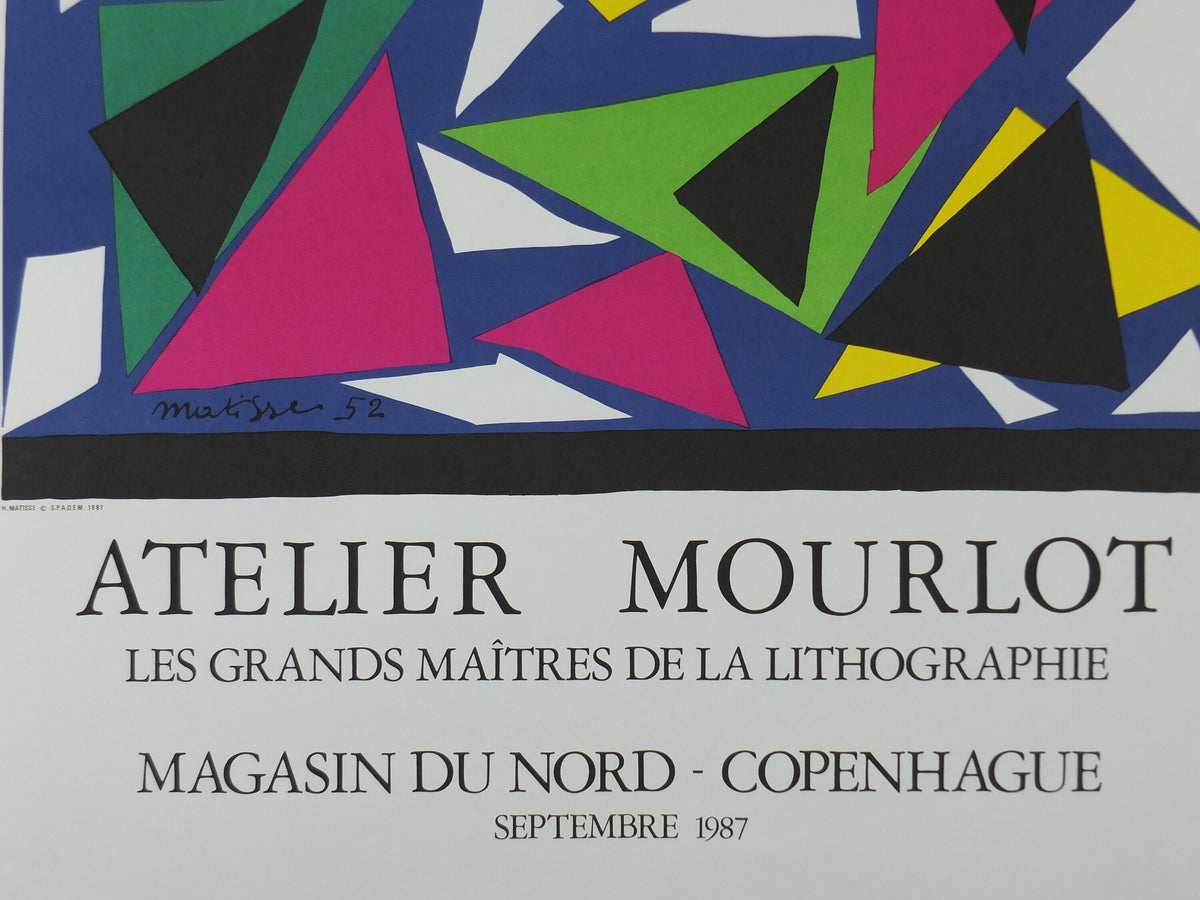 1987 Henri Matisse Poster, Atelier Mourlot, Fauvism, Magazin du Nord Copenhagen, Modernism, abstract, gallery exhibition wall art decor