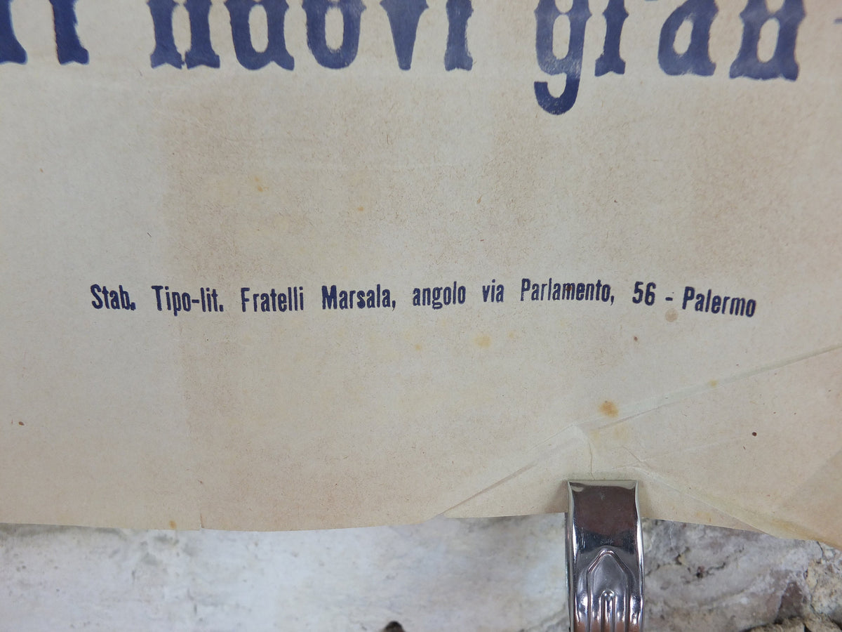1903 Palermo Avviso di Gabella Poster, Baronessa Tumminelli, an early 20C tax notice for Casalbianco in Sicily, Italy, wall art decor