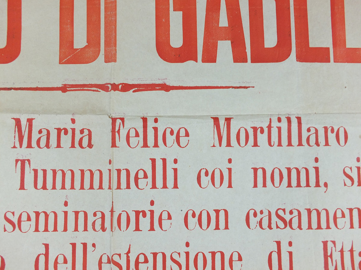 1903 Palermo Avviso di Gabella Poster, Baronessa Tumminelli, an early 20C tax notice for Casalbianco in Sicily, Italy, wall art decor