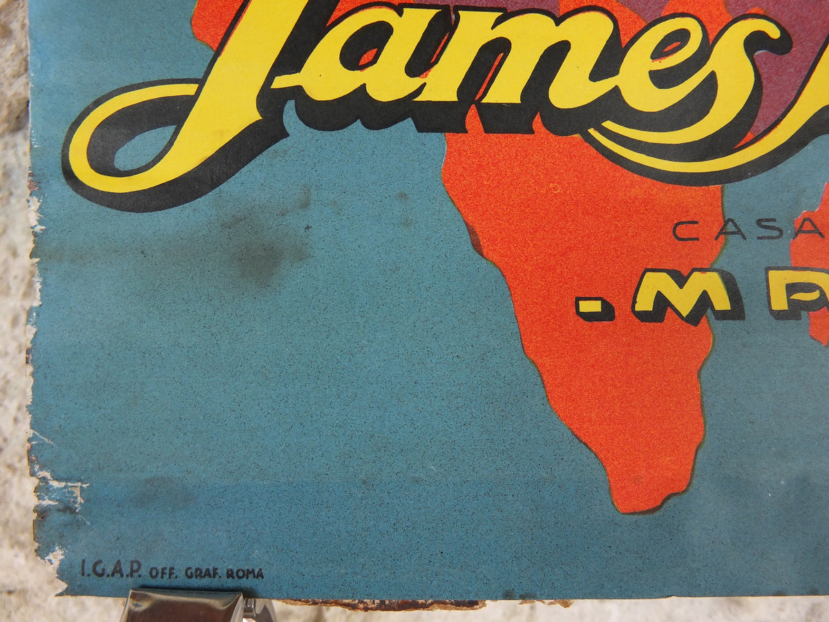 1930 James Hopps & Sons Masala Poster, golden marsala classico with maiden in a chariot, drinking alcohol, advertising print wall art decor