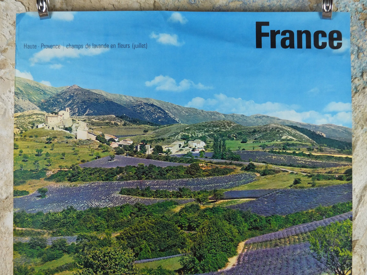 1970s Lavender fields in France Poster, Alpes-de-Haute-Provence, printed by French Government, travel tourism, wall art decor