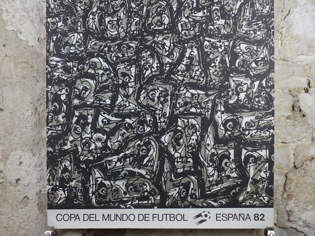 1982 World Cup Poster, Sevilla Spain 82 Espana, Copa del Mundo de Futbol, Antonio Saura, football, soccer, original sport wall art decor