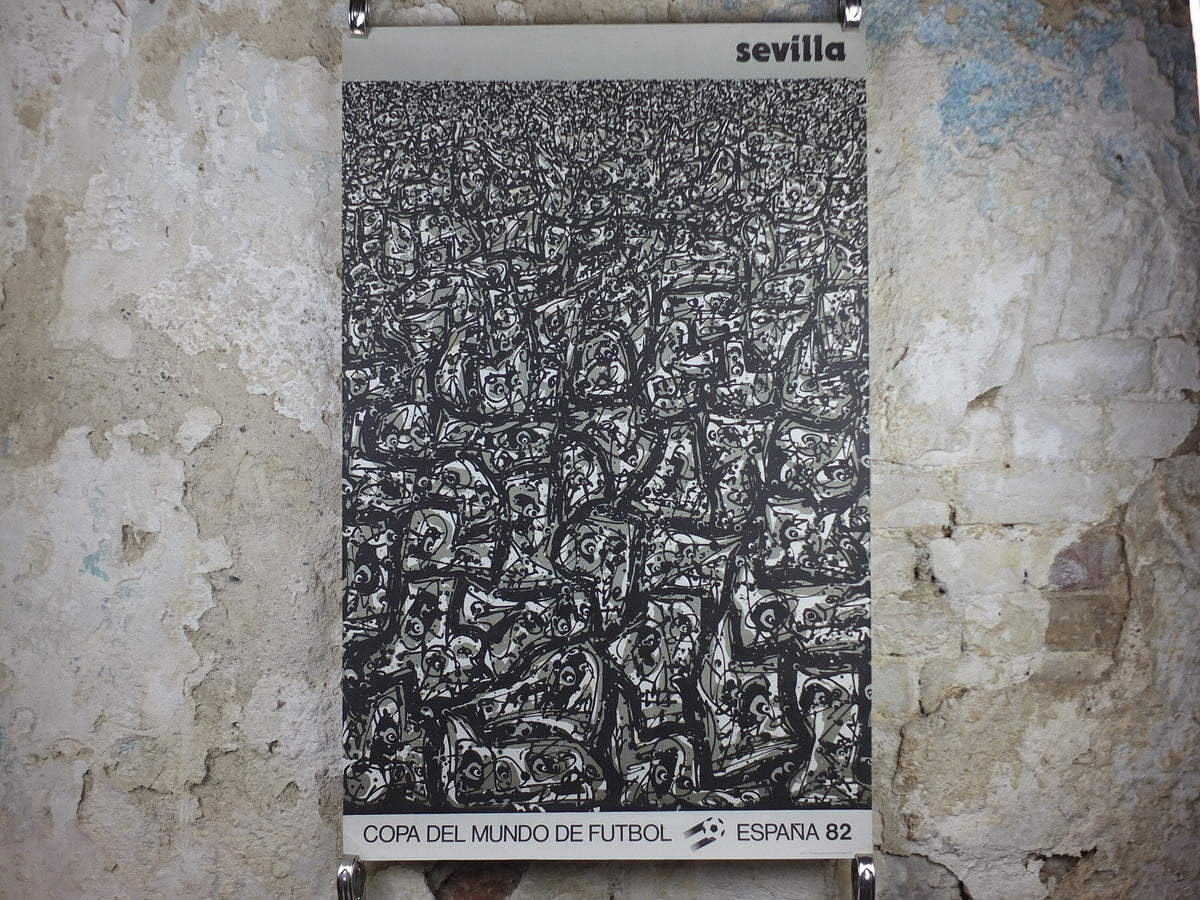 1982 World Cup Poster, Sevilla Spain 82 Espana, Copa del Mundo de Futbol, Antonio Saura, football, soccer, original sport wall art decor