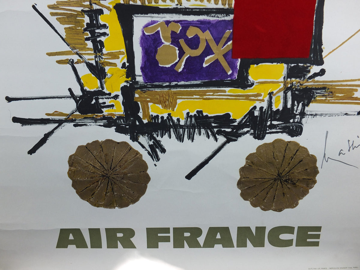 1967 Original Air France Poster, Japan by Georges Mathieu, lyrical abstraction, Abstract Art, Aviation, travel wall art decor