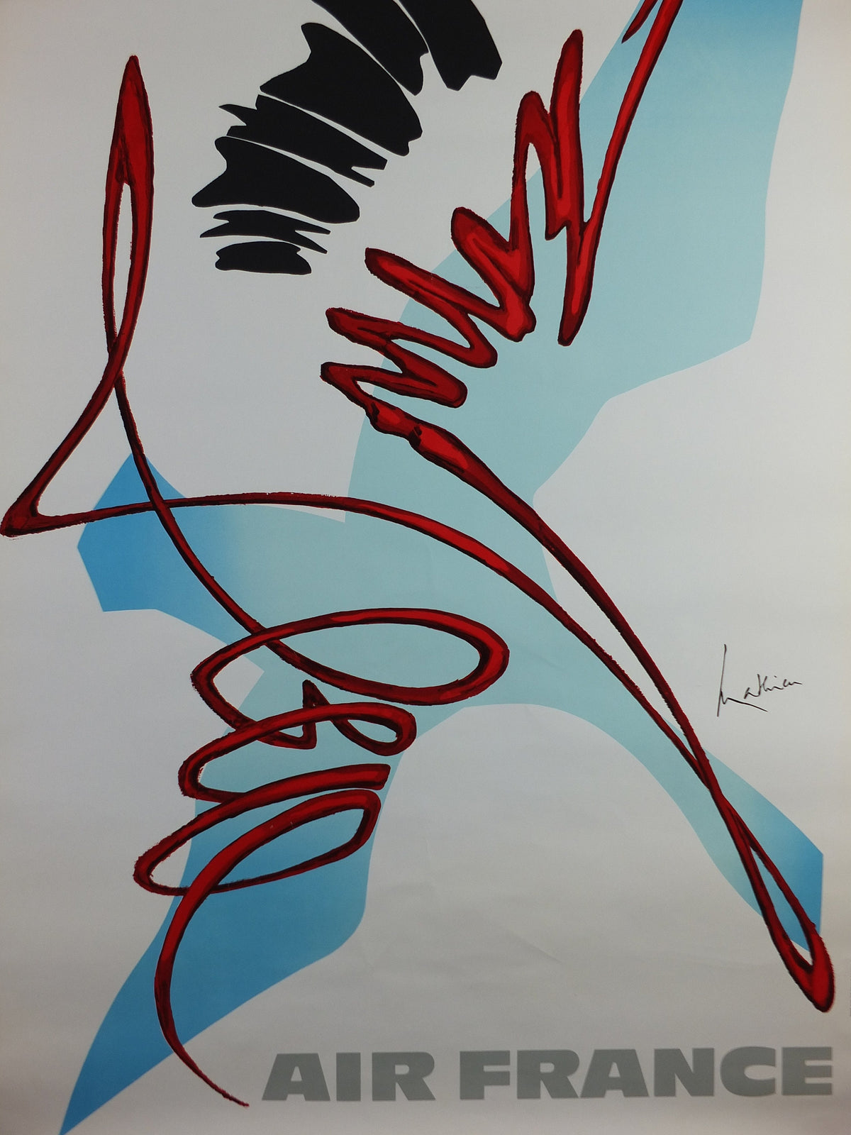 1967 Original Air France Poster, Canada by Georges Mathieu, lyrical abstraction, Abstract Art, Aviation, travel wall art decor