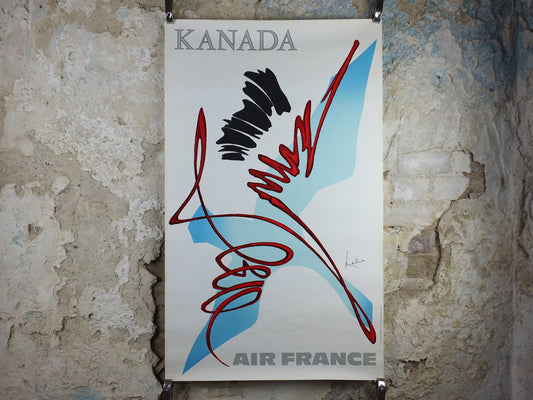 1967 Original Air France Poster, Canada by Georges Mathieu, lyrical abstraction, Abstract Art, Aviation, travel wall art decor
