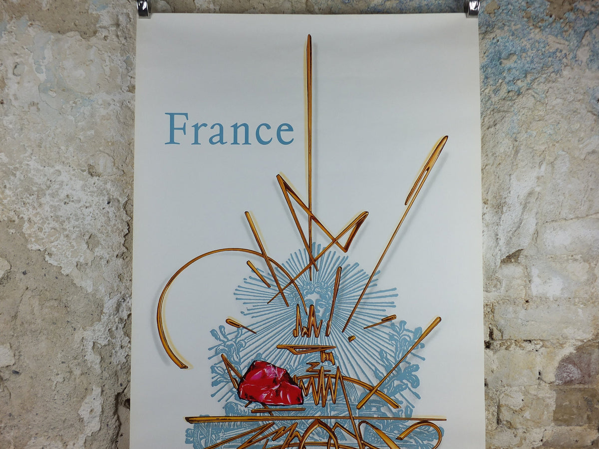 1967 Original Air France Poster, France by Georges Mathieu, lyrical abstraction, Abstract Art, Aviation, travel wall art decor