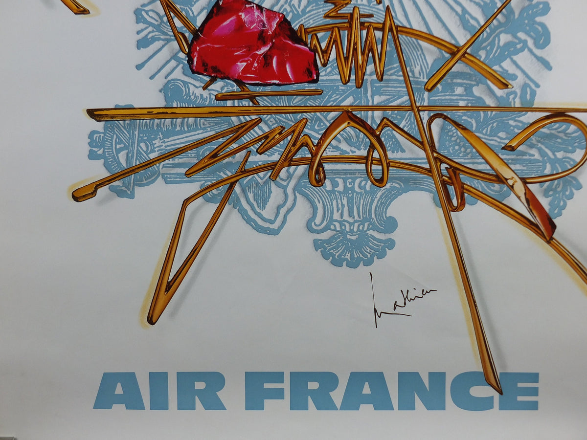 1967 Original Air France Poster, France by Georges Mathieu, lyrical abstraction, Abstract Art, Aviation, travel wall art decor