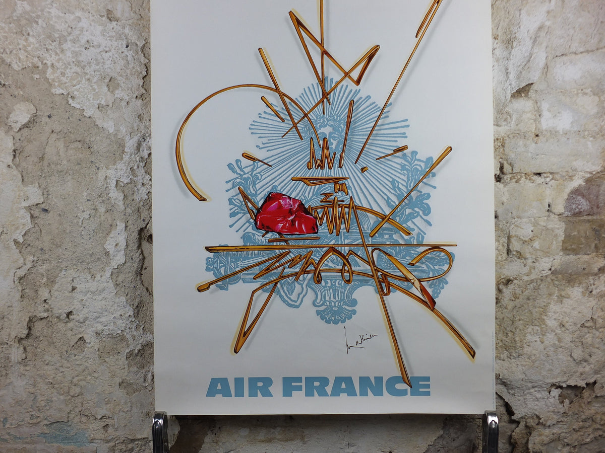 1967 Original Air France Poster, France by Georges Mathieu, lyrical abstraction, Abstract Art, Aviation, travel wall art decor