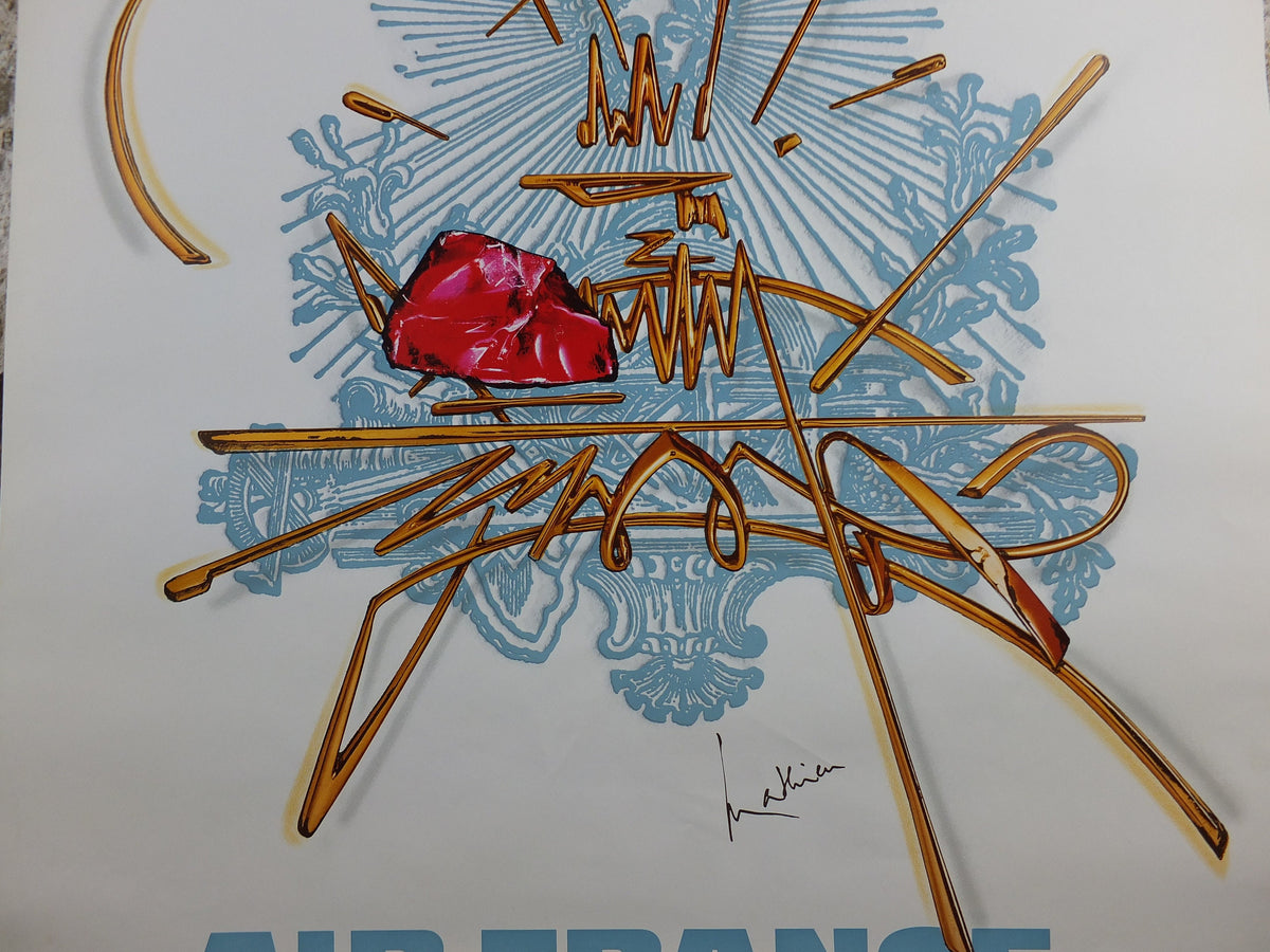 1967 Original Air France Poster, France by Georges Mathieu, lyrical abstraction, Abstract Art, Aviation, travel wall art decor
