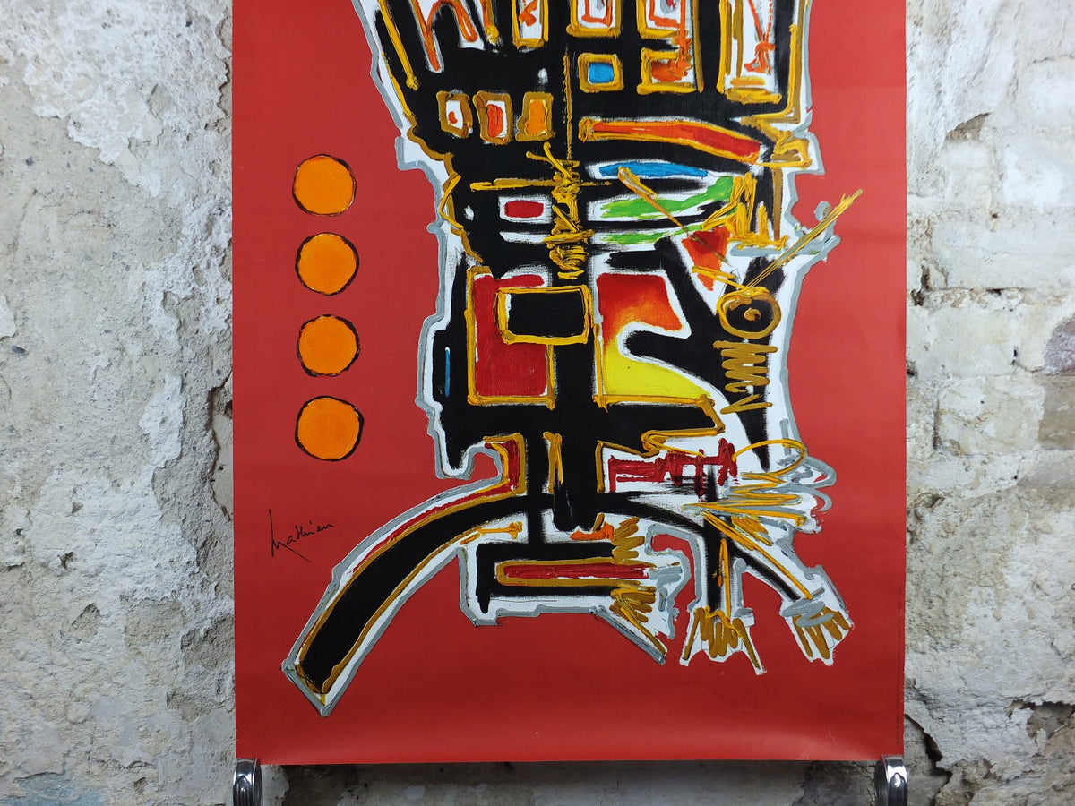 1967 Original Air France Poster, Mexico by Georges Mathieu, lyrical abstraction, Abstract Art, Aviation, travel wall art decor