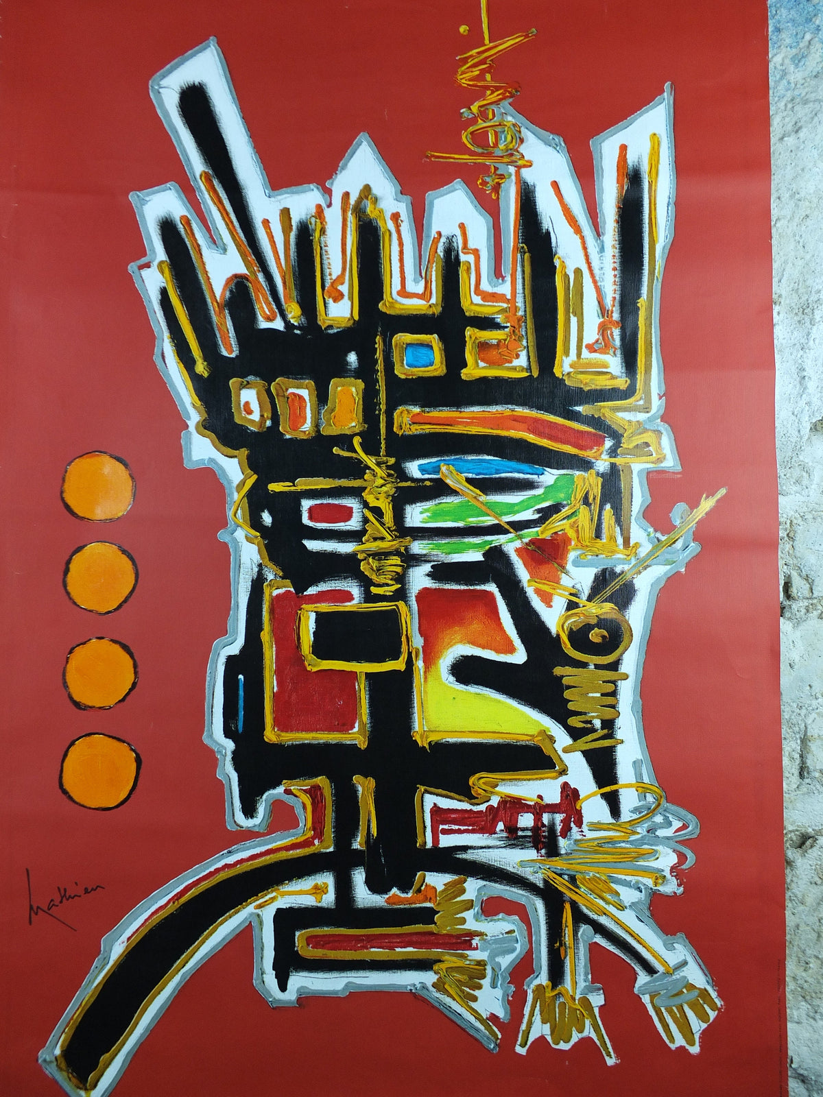 1967 Original Air France Poster, Mexico by Georges Mathieu, lyrical abstraction, Abstract Art, Aviation, travel wall art decor