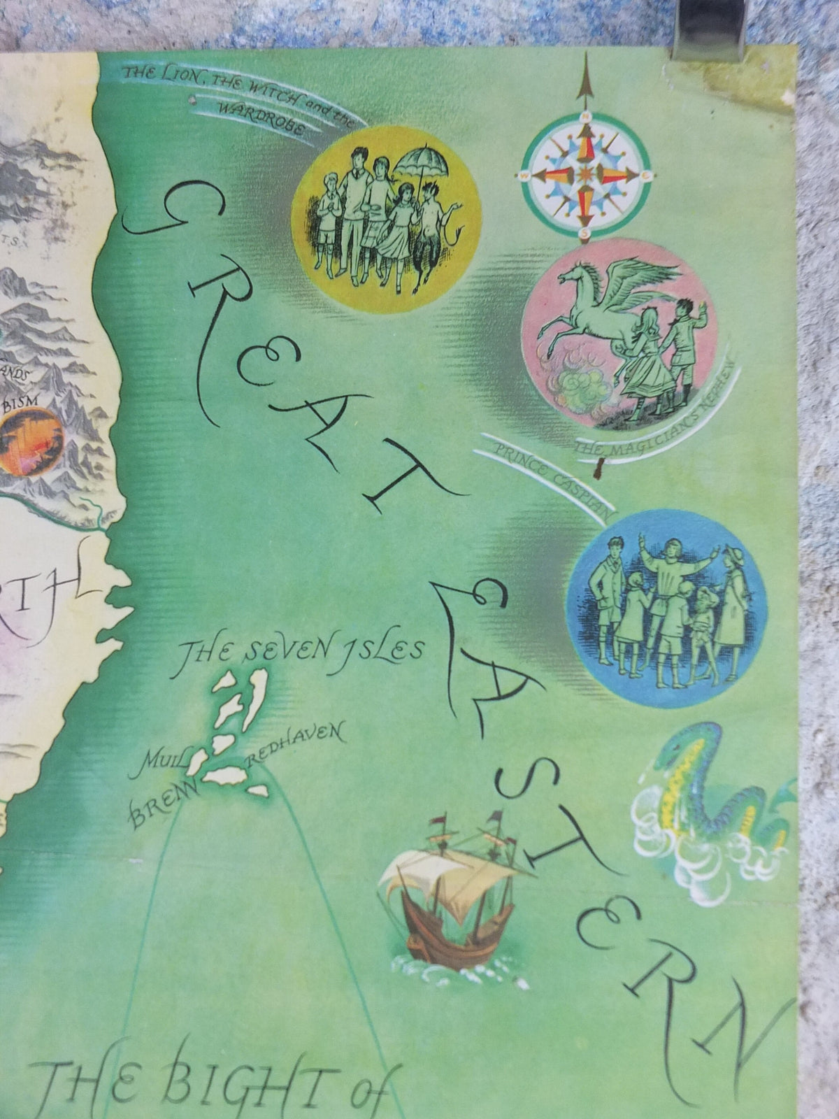 1972 Pauline Baynes Map of Narnia Poster, C.S. Lewis, The Lion the Witch and the Wardrobe Chronicles, Penguin Books, fantasy wall art decor