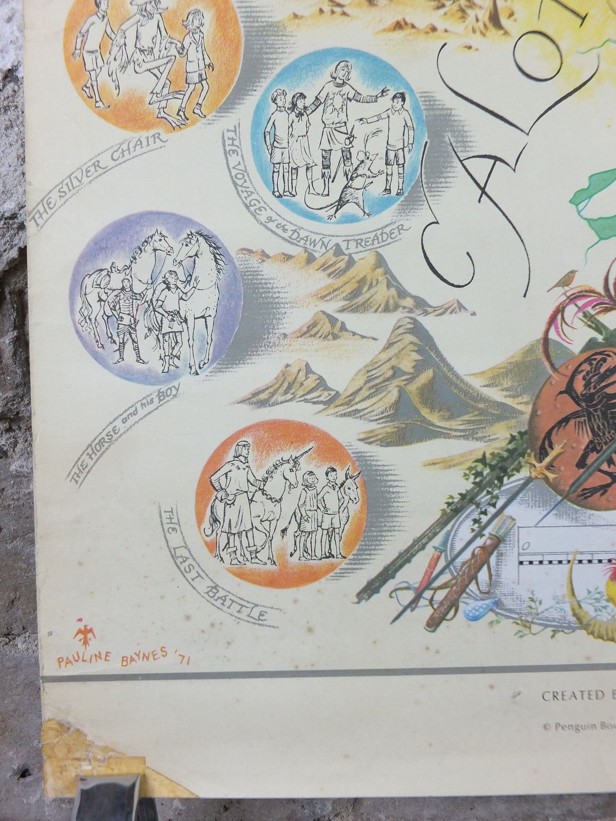 1972 Pauline Baynes Map of Narnia Poster, C.S. Lewis, The Lion the Witch and the Wardrobe Chronicles, Penguin Books, fantasy wall art decor