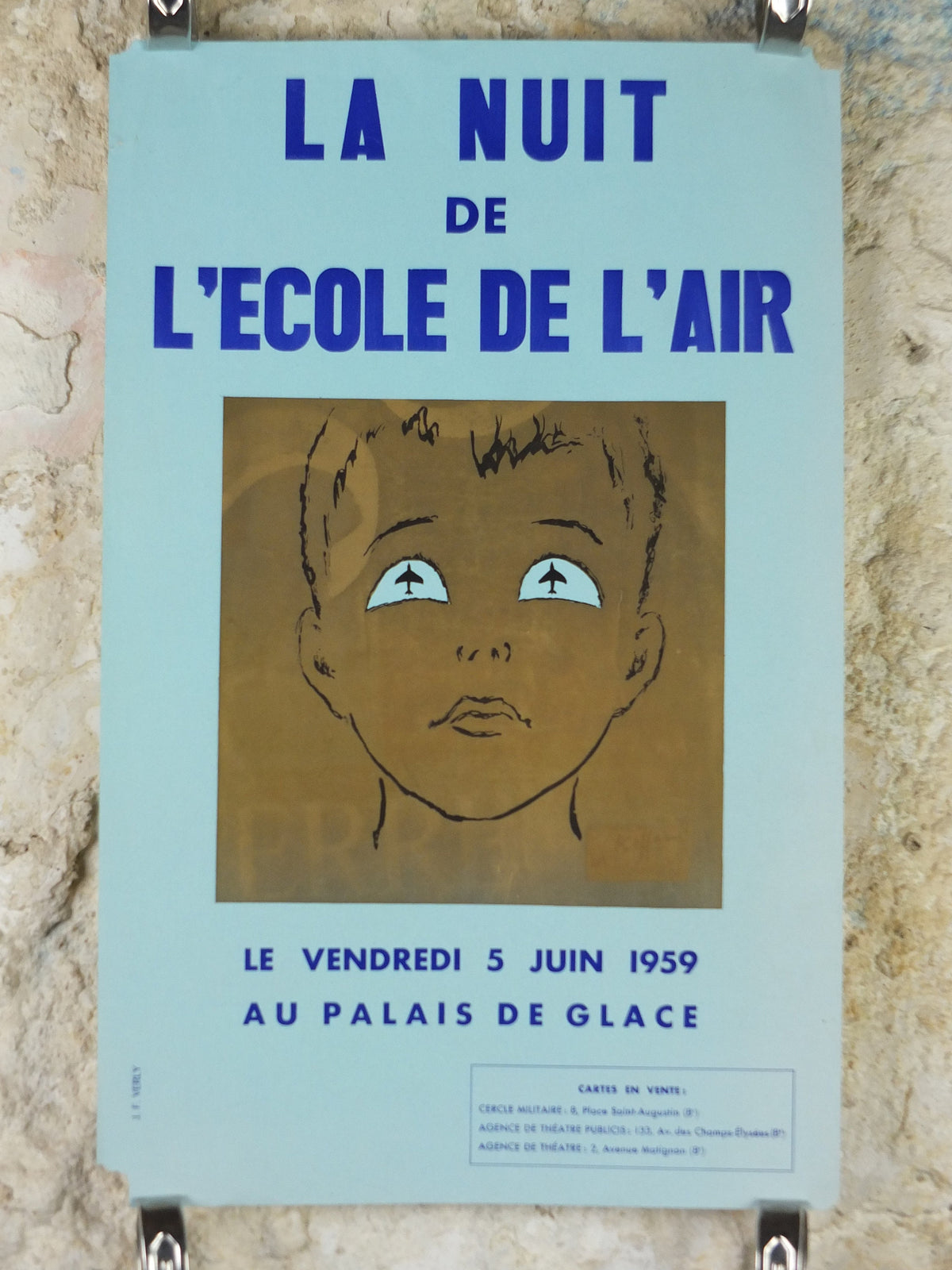 1959 French Air Force Academy Poster, l'nuit de l'ecole de l'air, Flight school, Night dance ballroom ball, wall art decor