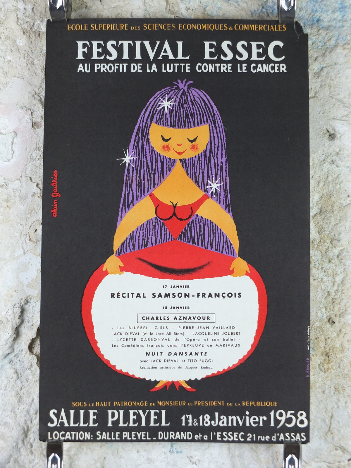 1958 Festival ESSEC Poster, École Supérieure des Sciences Economiques et Commerciales, dance ballroom ball, wall art decor