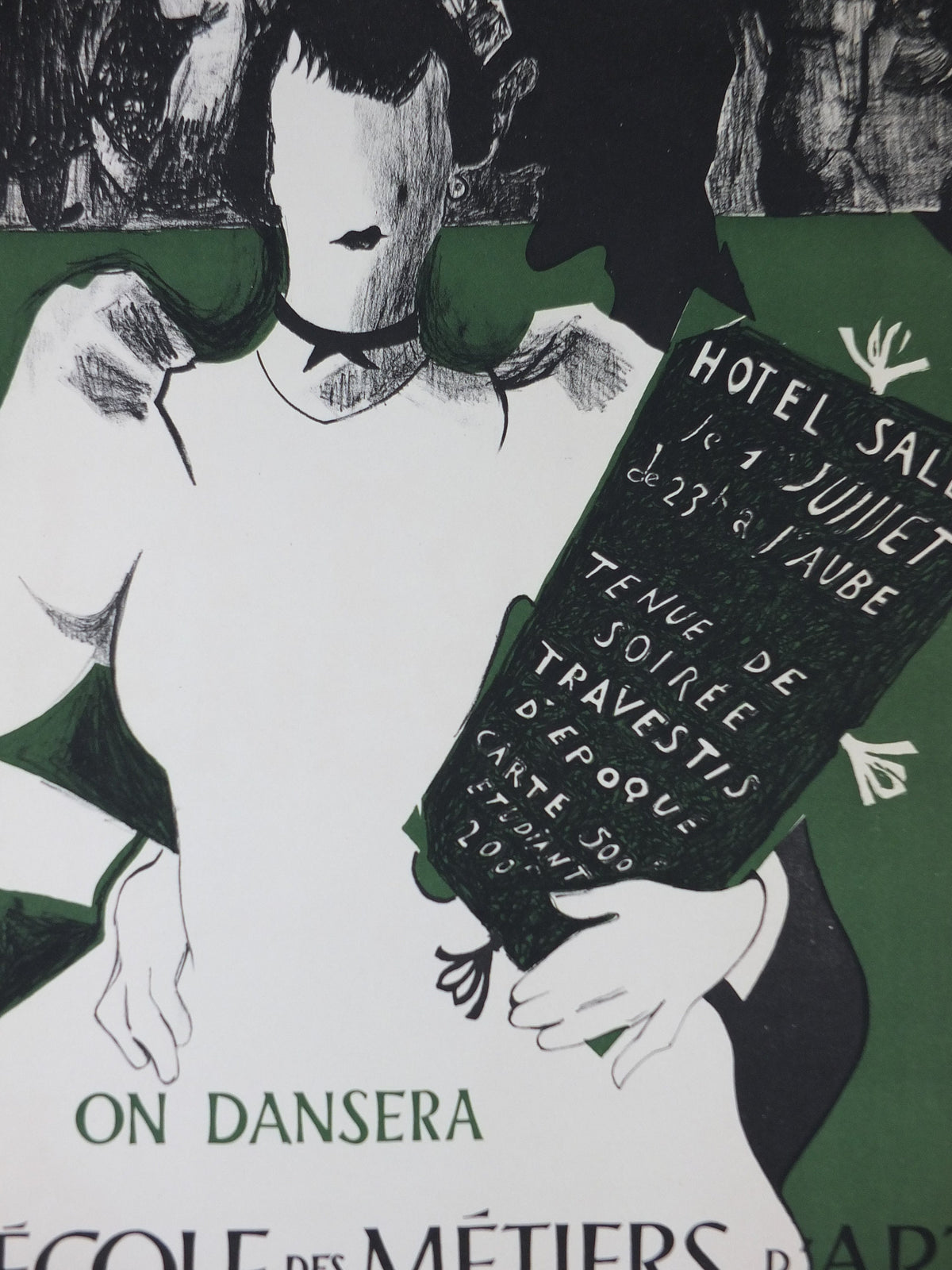1950s Toulouse Lautrec ENSAAMA Poster, by Christian Combal, Ecole des Métiers d'Art, Decorative arts, dance ballroom ball, wall art decor