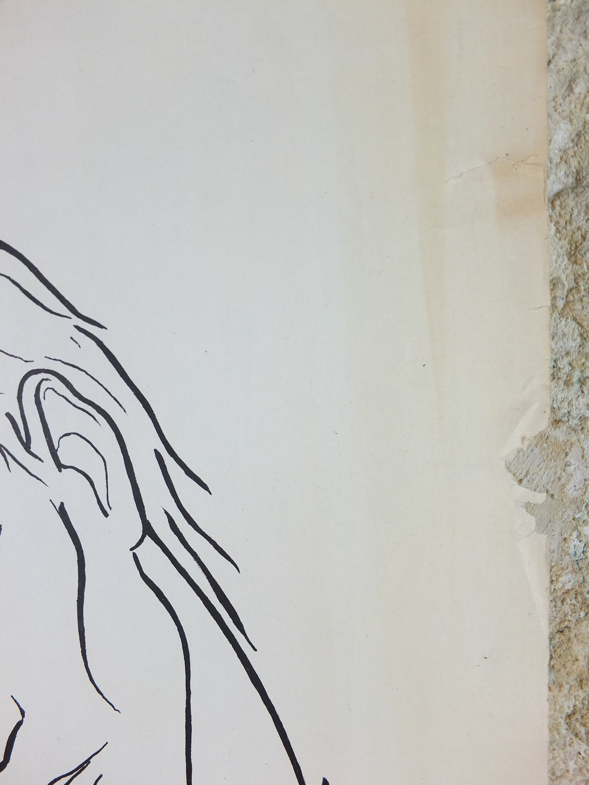 1955 Antonin Soungouroff Poster, an intimate couple, tender sadness, drawing on paper, artist gallery exhibition, wall art decor