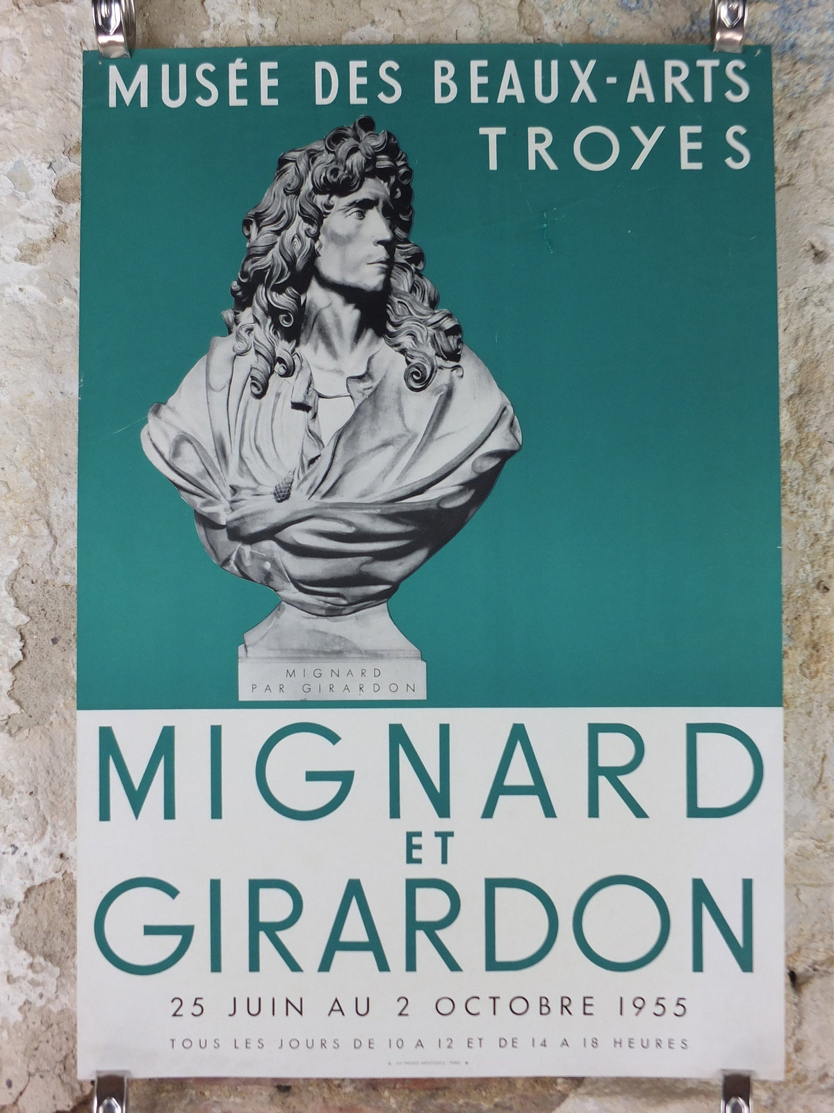 1955 Pierre Mignard & François Girardon Poster, Versailles Court Sculptors, Musee des Beaux Arts Troyes, gallery exhibition wall art decor