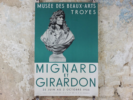 1955 Pierre Mignard & François Girardon Poster, Versailles Court Sculptors, Musee des Beaux Arts Troyes, gallery exhibition wall art decor