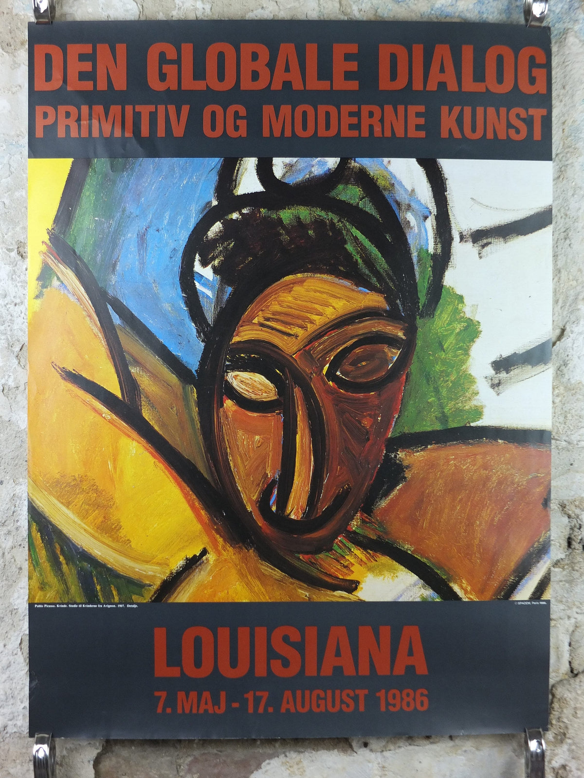 1986 Pablo Picasso Poster, The Woman from Avignon 1907, Louisiana Museum of Modern Art, Copenhagen, gallery exhibition, wall art decor