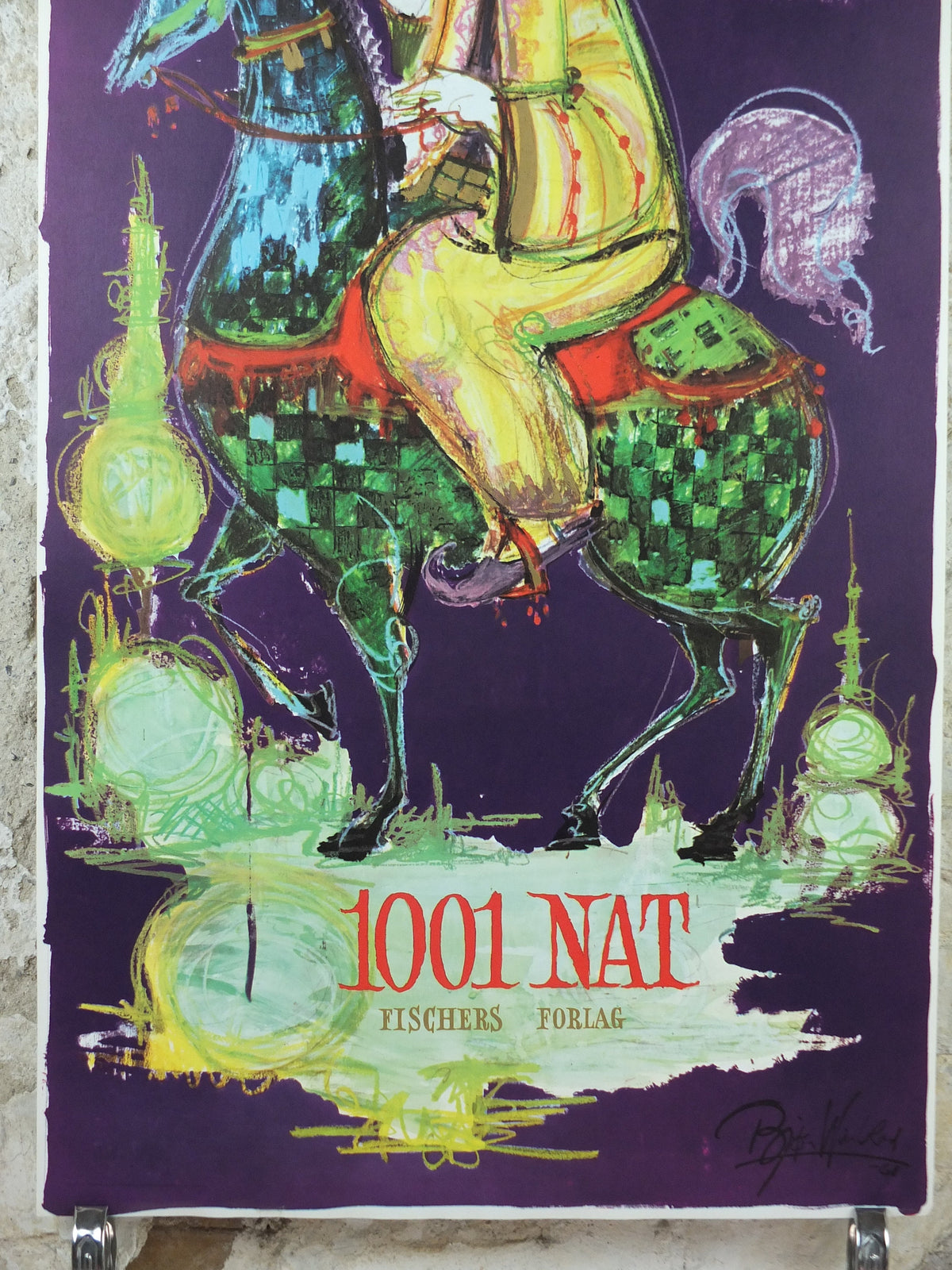 1961 Bjørn Wiinblad Poster, 1001 Arabian Nights, The Story of the Three Sisters, Shahryar & Scheherazade Middle Eastern tales wall art decor