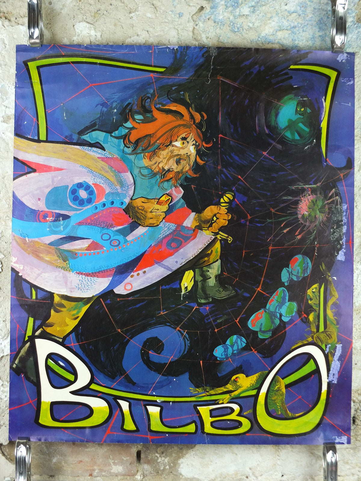 1969 Bilbo Baggins Poster, Hobbit by D. de S. Pernes, J.R.R. Tolkien, Lord of the Rings, Middle Earth, fantasy fiction wall art decor
