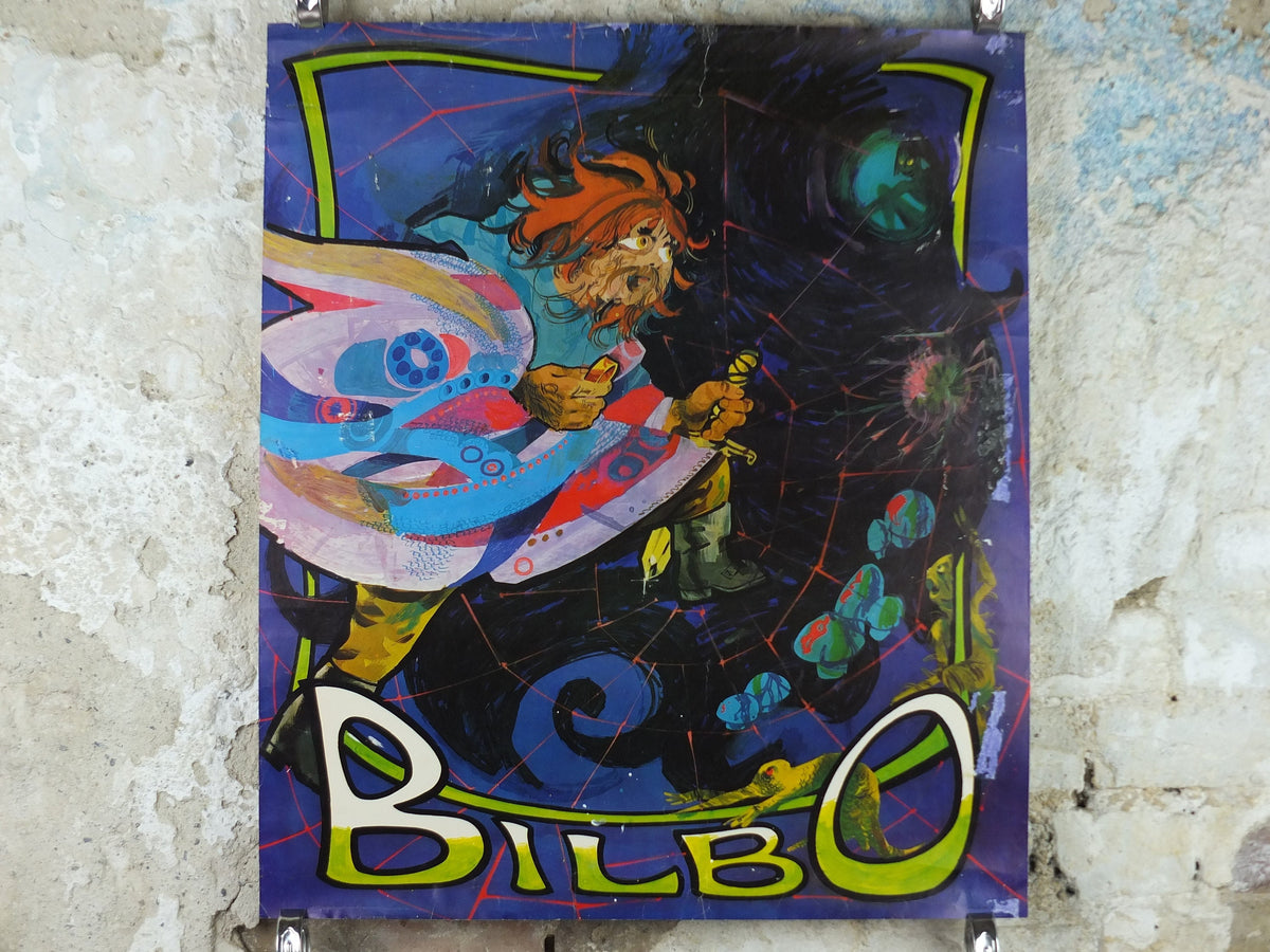1969 Bilbo Baggins Poster, Hobbit by D. de S. Pernes, J.R.R. Tolkien, Lord of the Rings, Middle Earth, fantasy fiction wall art decor