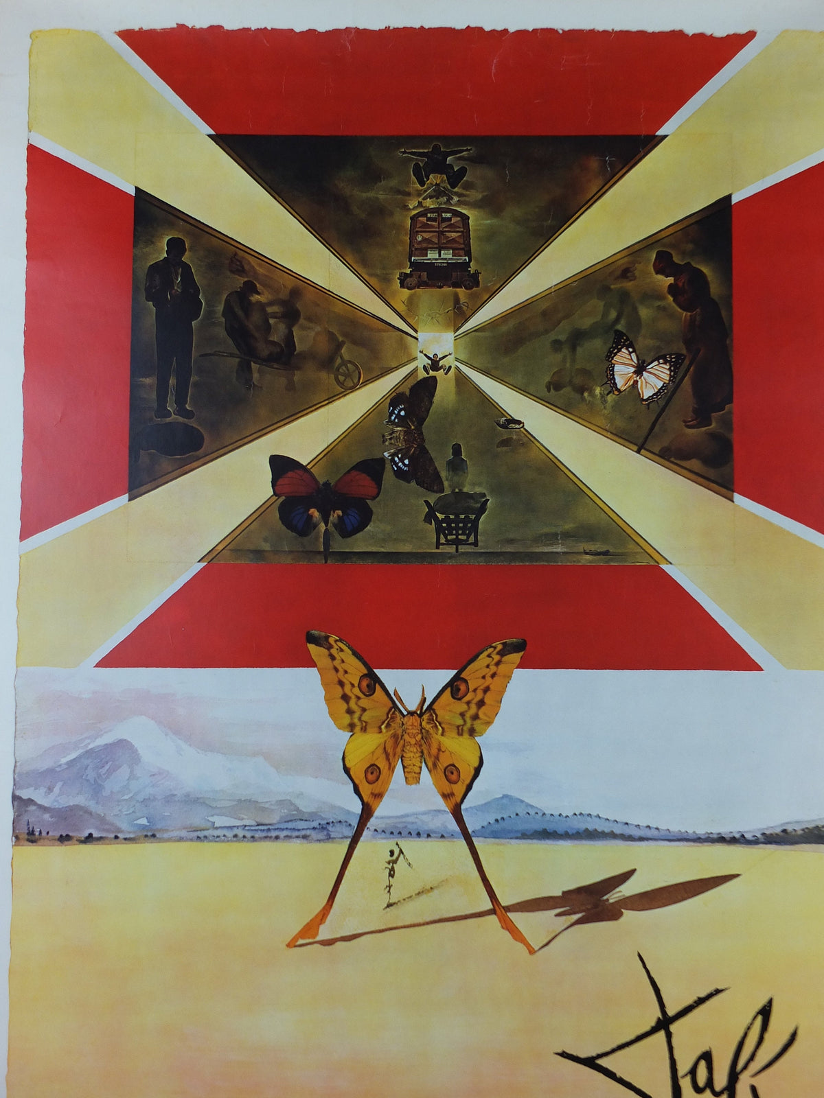 Vintage Dali Roussillon Poster, Salvador Dali, Butterflies, SNCF, travel tourism, 100cmx62cm, Chemins de fer Francais, wall art 1970s