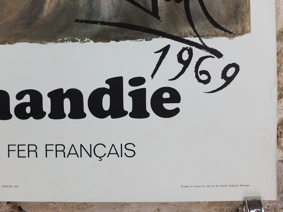 Vintage Dali Normandie Poster, Salvador Dali, Butterflies, SNCF, travel tourism, 100cmx62cm, Chemins de fer Francais, wall art 1970s
