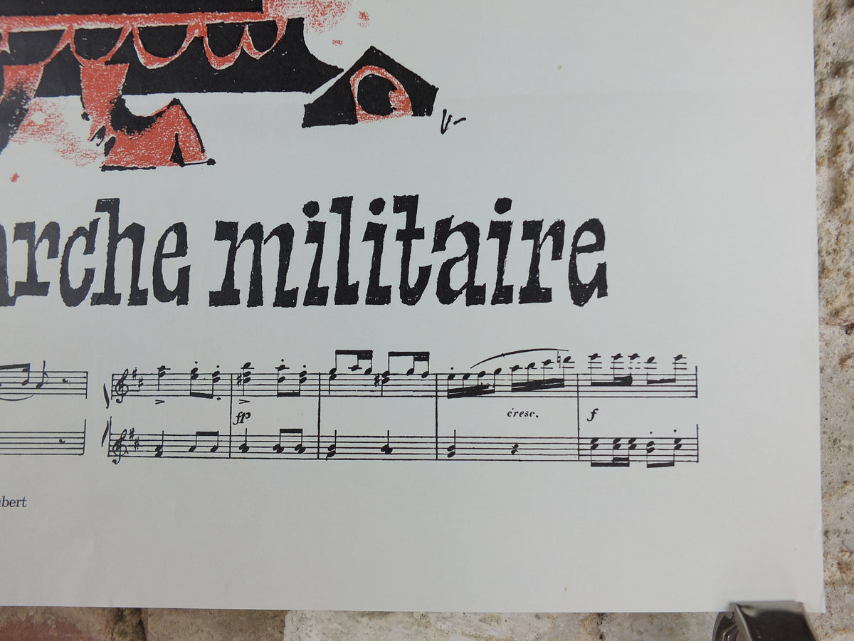 1971 Satirical Vietnam War Political Poster, by Arne Ungermann, Military March by Franz Schubert, anti-war pacifism movement, wall art decor