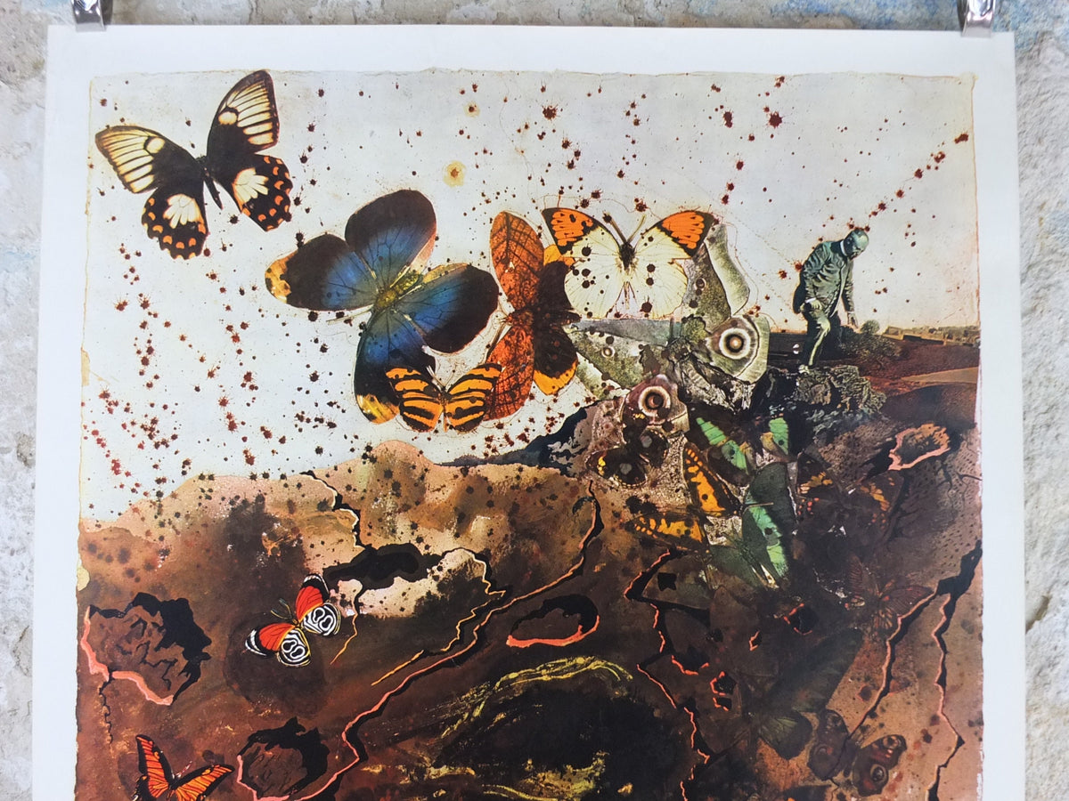 Vintage Dali Auvergne Poster, Salvador Dali, Butterflies, SNCF, travel tourism, 100cmx62cm, Chemins de fer Francais, wall art 1970s