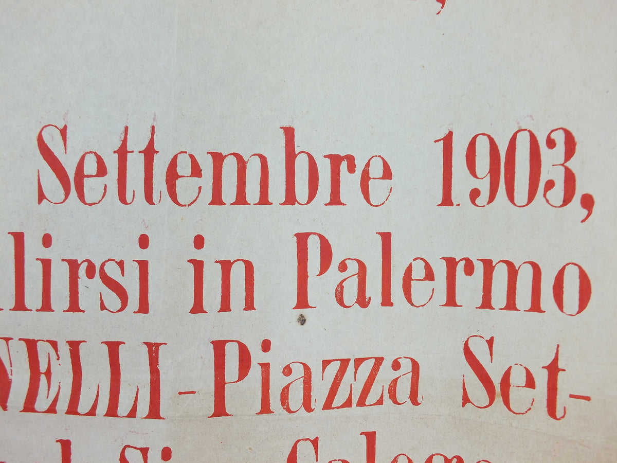 1903 Palermo Avviso di Gabella Poster, Baronessa Tumminelli, an early 20C tax notice for Casalbianco in Sicily, Italy, wall art decor