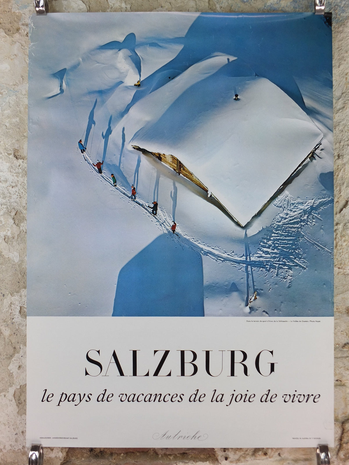 1970s Salzburg Ski Poster, Schlossalm winter sports in the Gastein Valley, Austria travel tourism skiing, wall art decor
