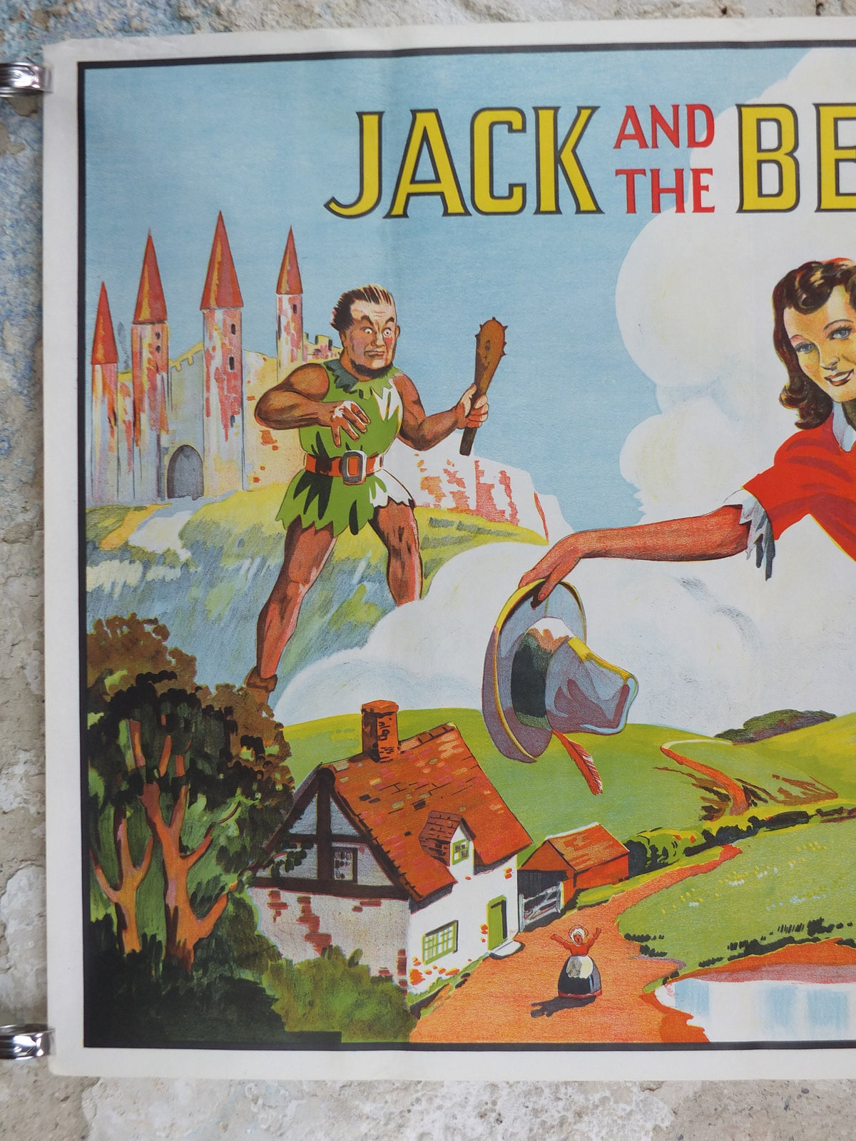1930s Original Jack and the Beanstalk Pantomime Poster, by Taylors of Wombwell, art deco nouveau panto lithograph, wall art decor