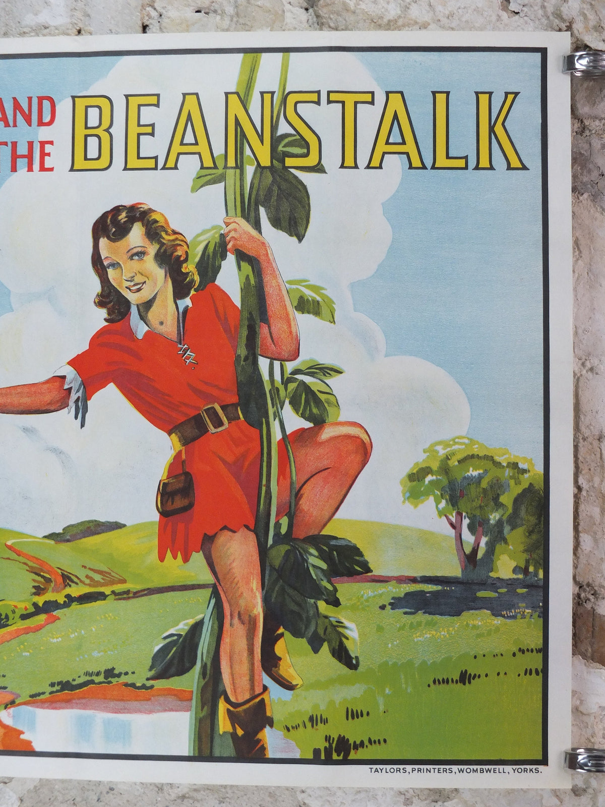 1930s Original Jack and the Beanstalk Pantomime Poster, by Taylors of Wombwell, art deco nouveau panto lithograph, wall art decor