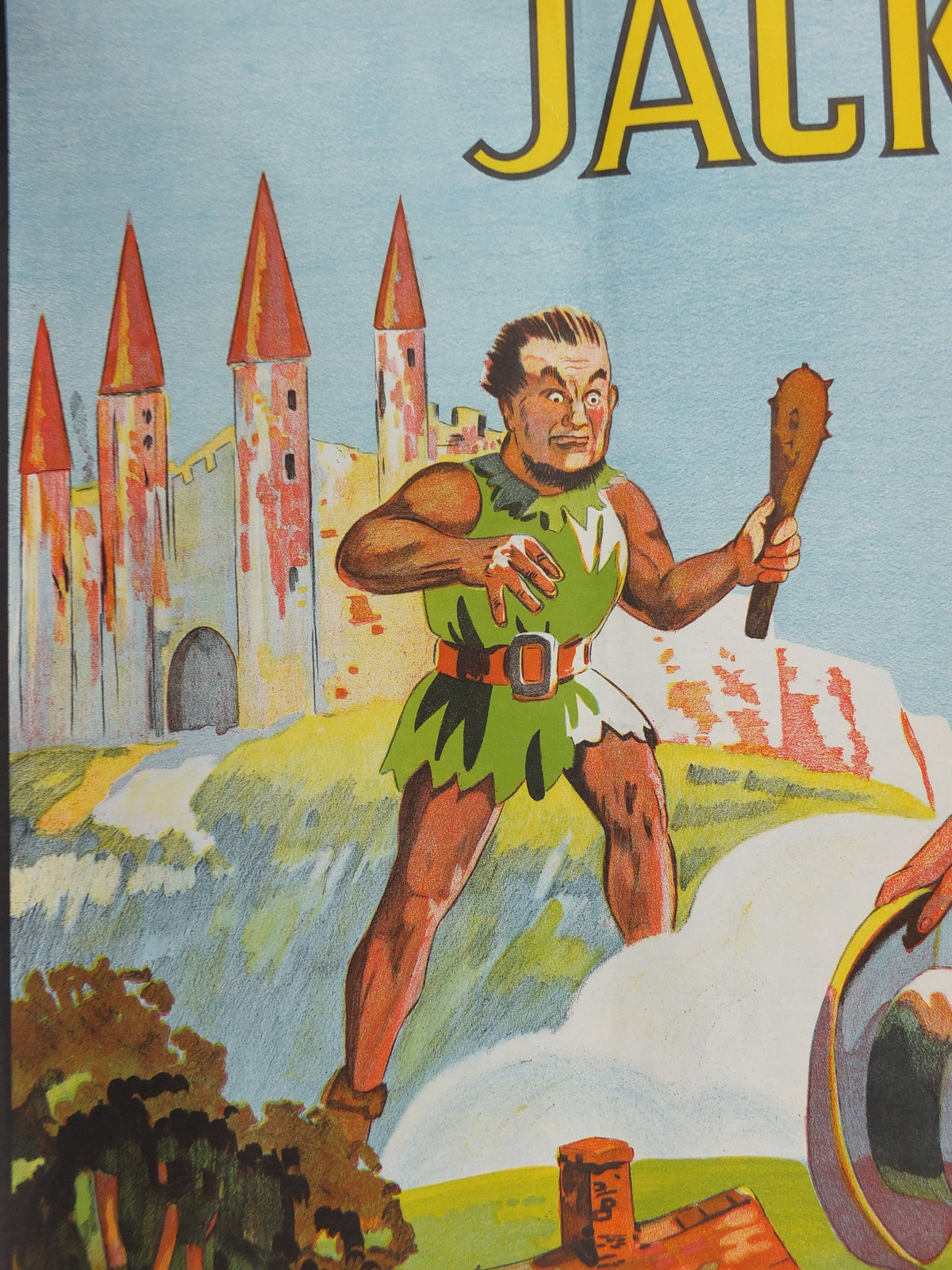 1930s Original Jack and the Beanstalk Pantomime Poster, by Taylors of Wombwell, art deco nouveau panto lithograph, wall art decor