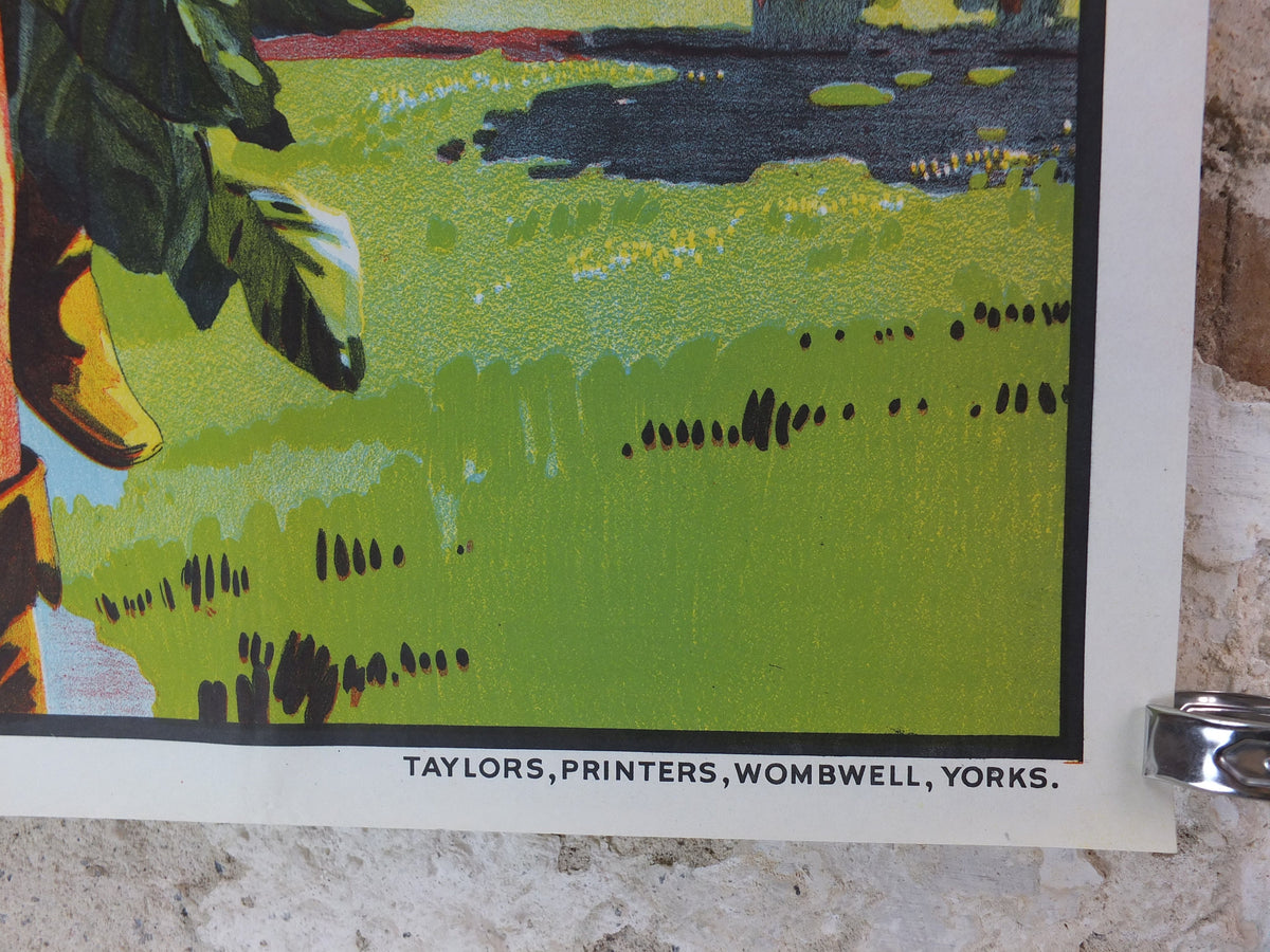 1930s Original Jack and the Beanstalk Pantomime Poster, by Taylors of Wombwell, art deco nouveau panto lithograph, wall art decor